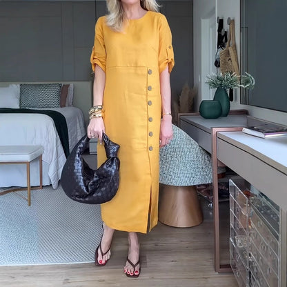 【S-2XL】💯Egyszínű derékszínű derék ruha