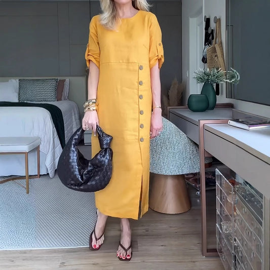 【S-2XL】💯Egyszínű derékszínű derék ruha