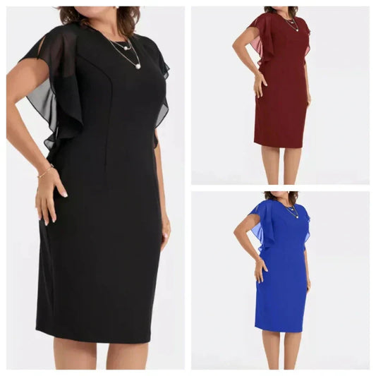 【S-4XL】❄️Egyszínű kerek nyakú midi ruha