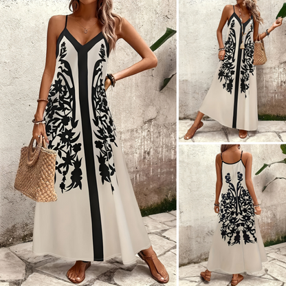 【S-2XL】👗Spagettipántos, ujjatlan, nyomtatott ruha