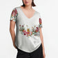 【S-4XL】🌺Női virágos nyomtatott V-nyakú rövid ujjú felső