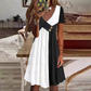 【XL-4XL】💞Női elegáns patchwork V-nyakú ruha