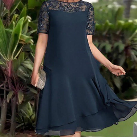 【S-3XL】👗Női sifon patchwork ruha