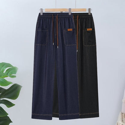 【S-XL】👖Húzózsinórral ellátott, magas derekú, egyenes szárú nadrág