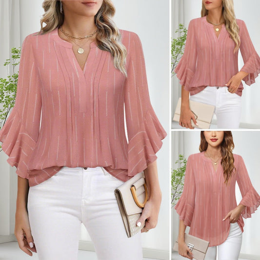 【S-2XL】👚Női elegáns fodros ujjú felső