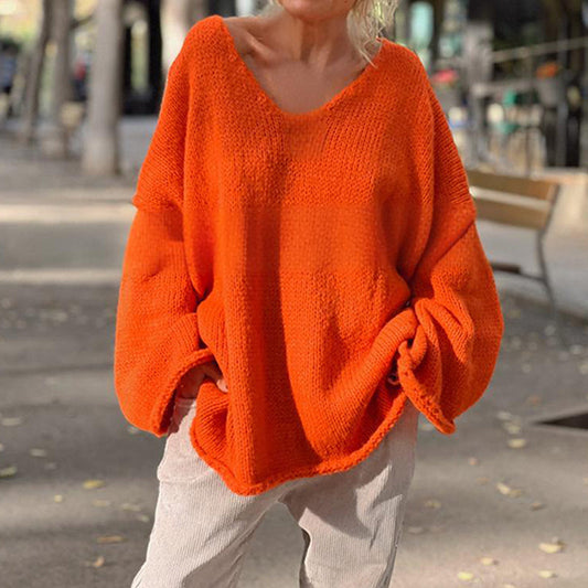【S-XL】💖Női laza V-nyakú, hosszú ujjú pulóver
