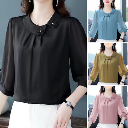 【M-4XL】🌺 Nők Elegáns Laza Illeszkedésű 3/4 Ujjú Felső