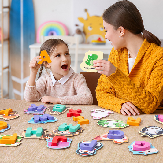 🧠🧩 26 darabos fa betű- és állatpárosító játék 👶💕