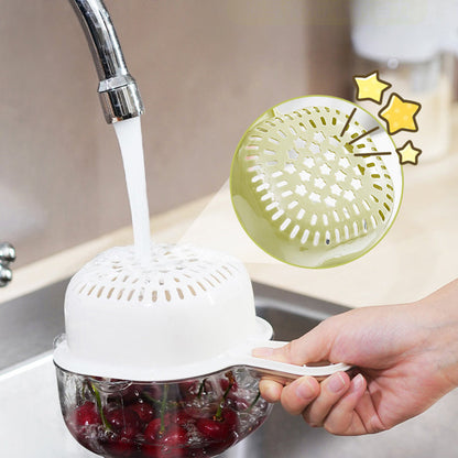 🔥Promóciós ár🍇Multifunkcionális kétrétegű gyümölcs- és zöldségleeresztő kosár hordozó fogantyúval🛎