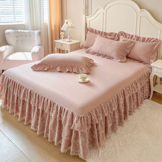 🛌Romantikus fodros csipke ágytakaró 3 részes szett