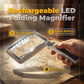 📖🔍 LED-es megvilágítású, összecsukható kézi nagyító – 4x-es fényerővel rendelkező olvasónagyító időseknek, diákoknak és gyengénlátóknak 💡🌙
