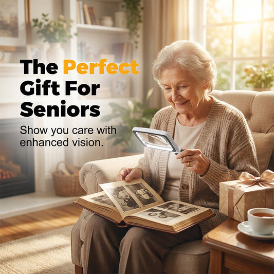 📖🔍 LED-es megvilágítású, összecsukható kézi nagyító – 4x-es fényerővel rendelkező olvasónagyító időseknek, diákoknak és gyengénlátóknak 💡🌙