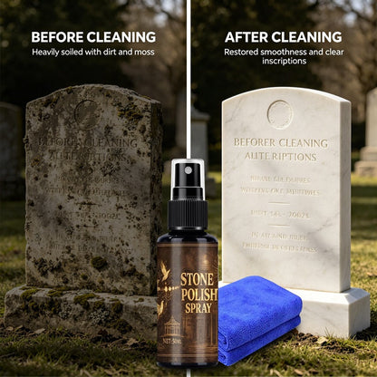 🏛️ Síremlék-tisztító spray + mikroszálas törlőkendő – Eltávolítja a mohát és a szennyeződéseket – Utánvéttel 🔥✨