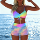 🌈Női bikini szett zsinórral és mintával (rövidnadrággal)⛱️