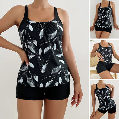 👙 IDŐSZAKOS 30% KEDVEZMÉNY! ✨ Nyomott mintás kétrészes fürdőruha – hasformázó, 4 irányú nyújthatóság, napvédelem 🌊