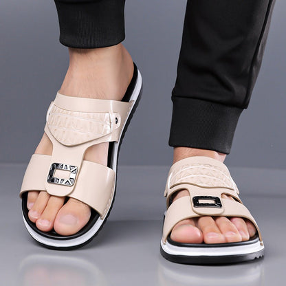 Férfi műbőr slip-on szandál 👞