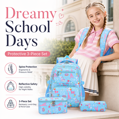 🎒✨Aranyos, sok zsebű iskolatáska kislányoknak🦄