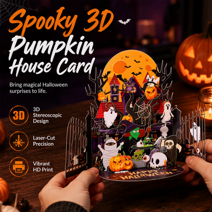 🎃 1+1 INGYEN 👻 Ijesztő halloweeni pop-up üdvözlőkártya – Meglepő 3D-s kialakítás és egyedi halloweeni üdvözlet ✨