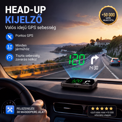 🚗🛰️ Head-Up Display (HUD) Autós GPS digitális sebességmérő – tartsd a szemed az úton, kerül el a bírságokat. 50% KEDVEZMÉNY!