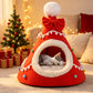🎄🐾 Félig zárt karácsonyi kuckóágy háziállatoknak: meghitt ünnepi búvóhely és biztonságérzet 🎁✨