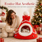 🎄🐾 Félig zárt karácsonyi kuckóágy háziállatoknak: meghitt ünnepi búvóhely és biztonságérzet 🎁✨