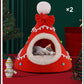 🎄🐾 Félig zárt karácsonyi kuckóágy háziállatoknak: meghitt ünnepi búvóhely és biztonságérzet 🎁✨