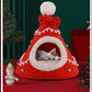 🎄🐾 Félig zárt karácsonyi kuckóágy háziállatoknak: meghitt ünnepi búvóhely és biztonságérzet 🎁✨