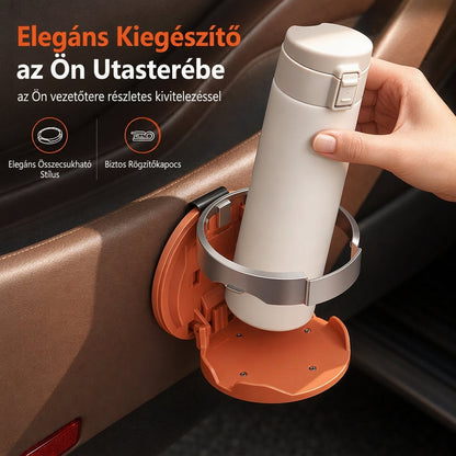 🚗 Összecsukható pohártartó – Nagy palackokhoz, rendezett utastérhez ✨