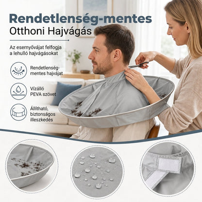 🥳1+1 ingyen🥳💞Több mint 50 000 eladott darab! Fodrász-köpeny – beépített hornyokkal, vízálló és szagtalan. Könnyű hajvágás, búcsút a rendetlenségnek!