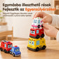 4 darabos mágneses elektromos játékautó-készlet hanggal és fénnyel, rajzfilm stílusú, egymásra rakható és guruló autók csecsemők és kisgyermekek számára