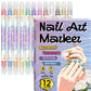 💅🎨 Kétoldalas 2 az 1-ben körömdíszítő filctollak – 12/24 színből álló készlet kreatív manikűrhöz ✨