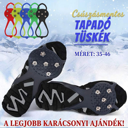 💪 Nincs több csúszás vagy elesés! 1 pár 10 tüskés csúszásmentes jégmászó cipőtüske – Biztonságos jégen és havon ❄️
