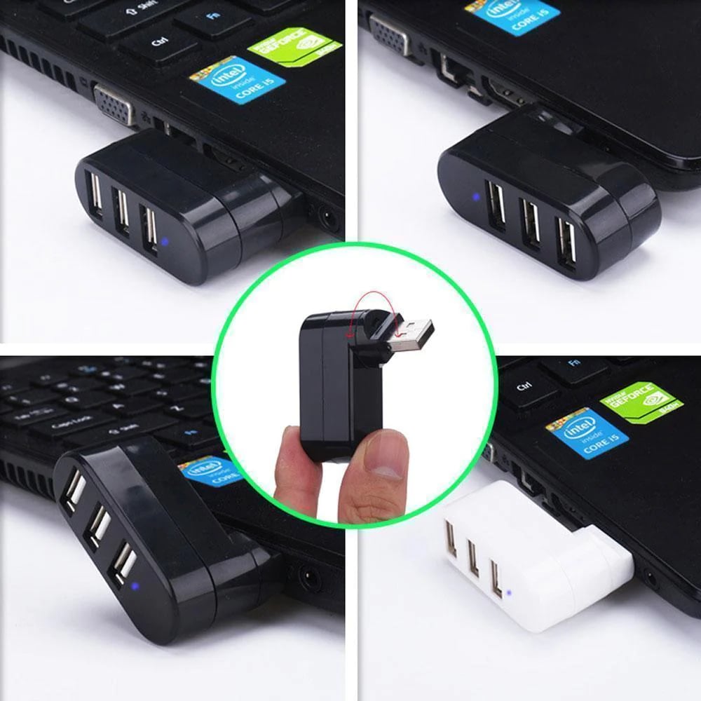 ✨USB докинг станция💻Многофункционален мини въртящ се 3-портов USB конектор